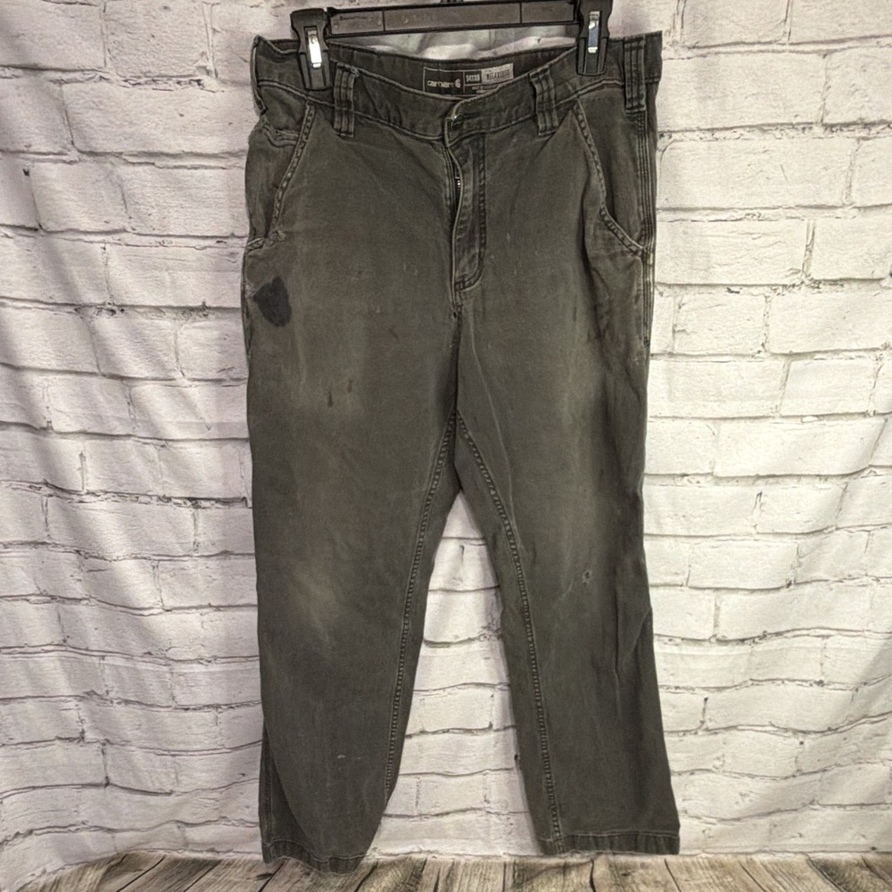 Carhartt Pants Mens 34x30‎ Canvas Relaxed Fit Carpenter Distressed